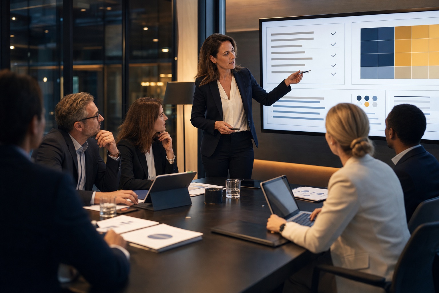 Management team reviewing training, risks and evidence of responsible use of AI